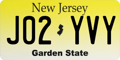 NJ license plate J02YVY
