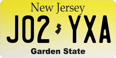 NJ license plate J02YXA