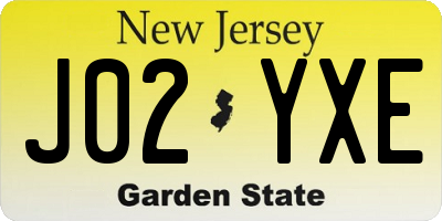 NJ license plate J02YXE