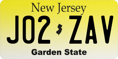 NJ license plate J02ZAV