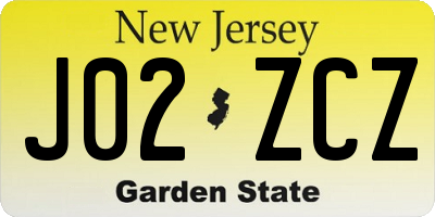 NJ license plate J02ZCZ