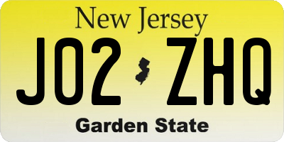 NJ license plate J02ZHQ