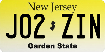 NJ license plate J02ZIN