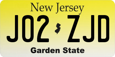 NJ license plate J02ZJD