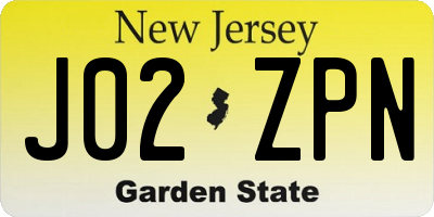 NJ license plate J02ZPN