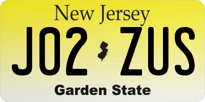 NJ license plate J02ZUS