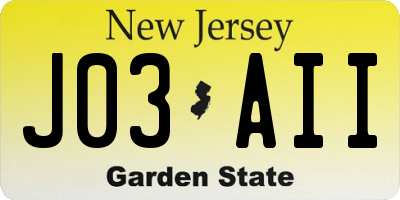 NJ license plate J03AII