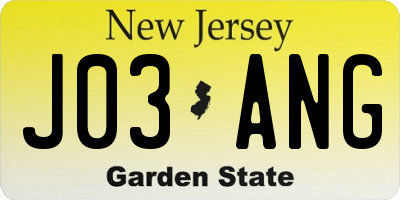 NJ license plate J03ANG
