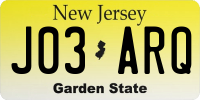 NJ license plate J03ARQ
