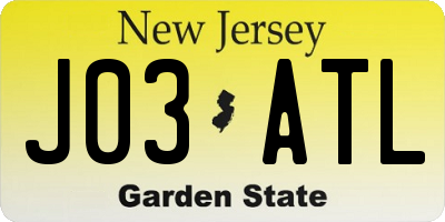 NJ license plate J03ATL