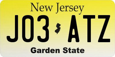NJ license plate J03ATZ