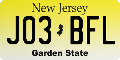 NJ license plate J03BFL