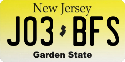 NJ license plate J03BFS