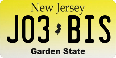 NJ license plate J03BIS