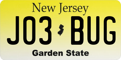 NJ license plate J03BUG