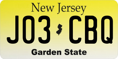NJ license plate J03CBQ