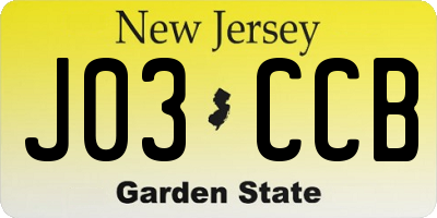 NJ license plate J03CCB