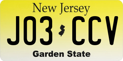 NJ license plate J03CCV