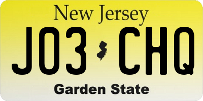 NJ license plate J03CHQ