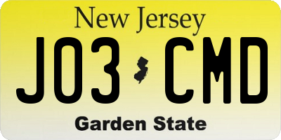 NJ license plate J03CMD