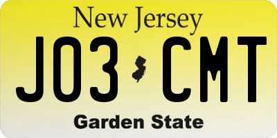 NJ license plate J03CMT