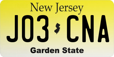 NJ license plate J03CNA