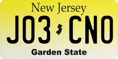 NJ license plate J03CNO