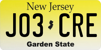 NJ license plate J03CRE