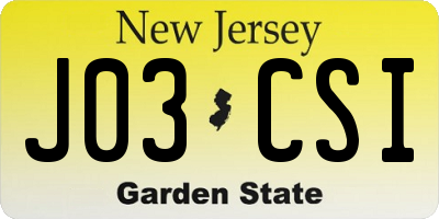 NJ license plate J03CSI