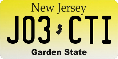 NJ license plate J03CTI