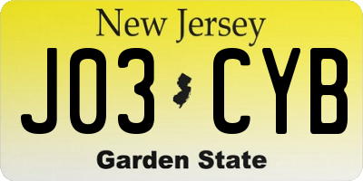 NJ license plate J03CYB