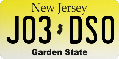 NJ license plate J03DSO