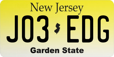 NJ license plate J03EDG