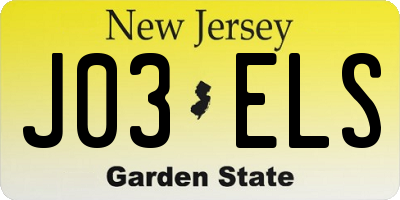 NJ license plate J03ELS