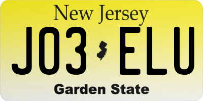 NJ license plate J03ELU