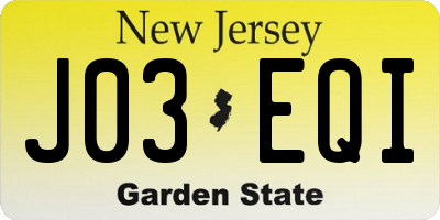 NJ license plate J03EQI