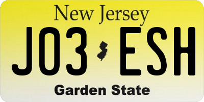 NJ license plate J03ESH