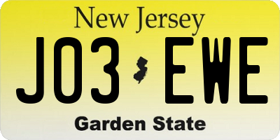 NJ license plate J03EWE