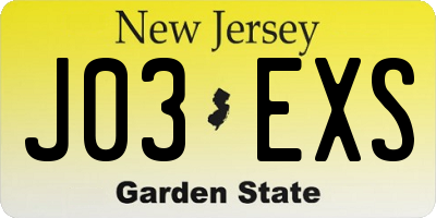 NJ license plate J03EXS