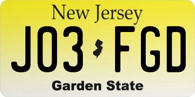 NJ license plate J03FGD