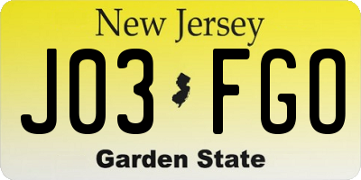 NJ license plate J03FGO
