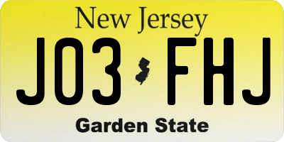 NJ license plate J03FHJ