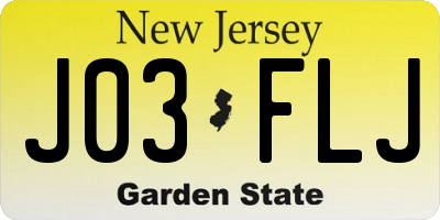 NJ license plate J03FLJ
