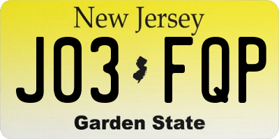NJ license plate J03FQP