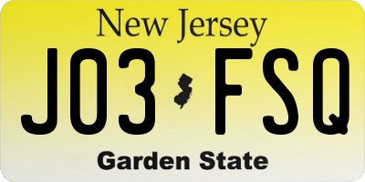 NJ license plate J03FSQ