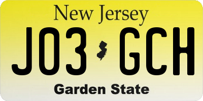 NJ license plate J03GCH