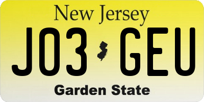 NJ license plate J03GEU