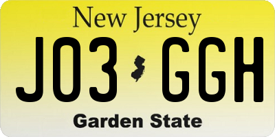NJ license plate J03GGH