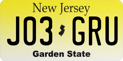 NJ license plate J03GRU