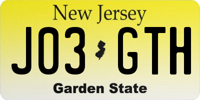 NJ license plate J03GTH